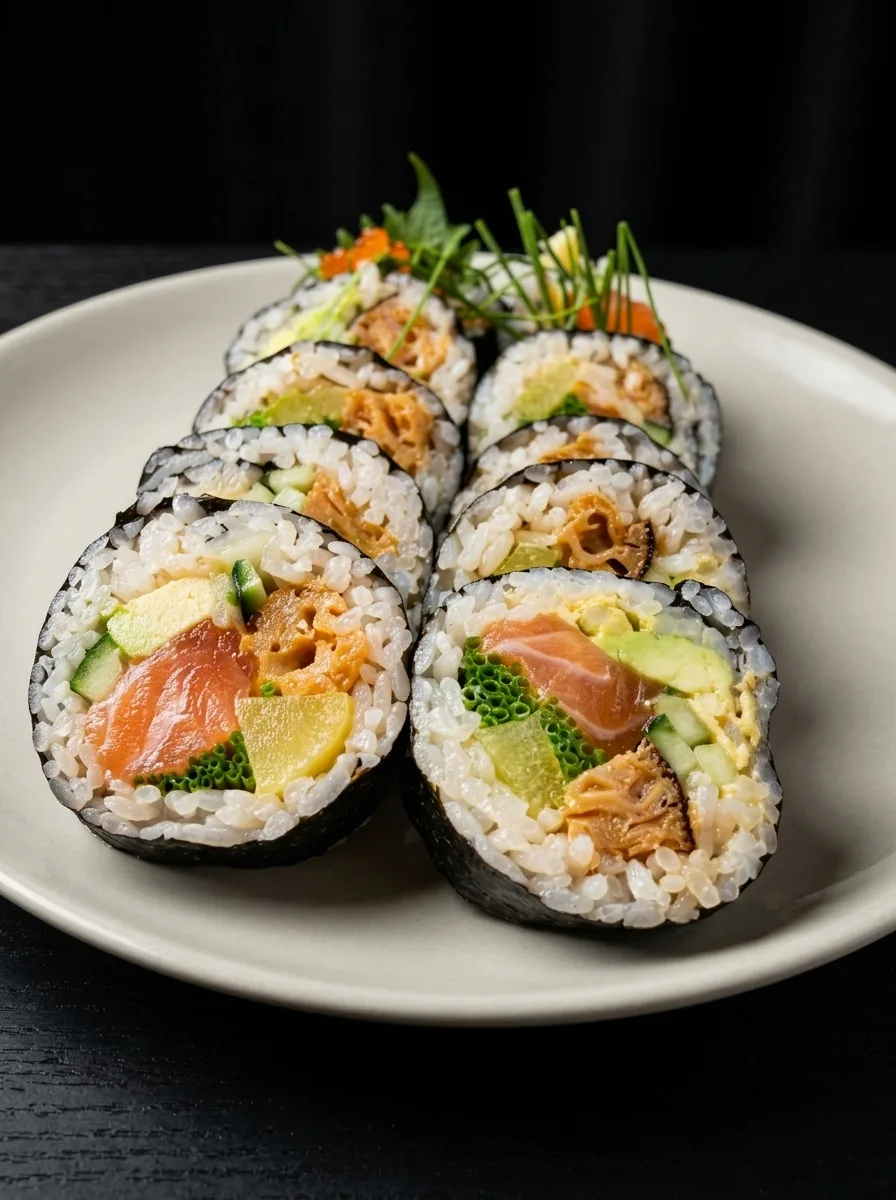 Futomaki de salmón y aguacate